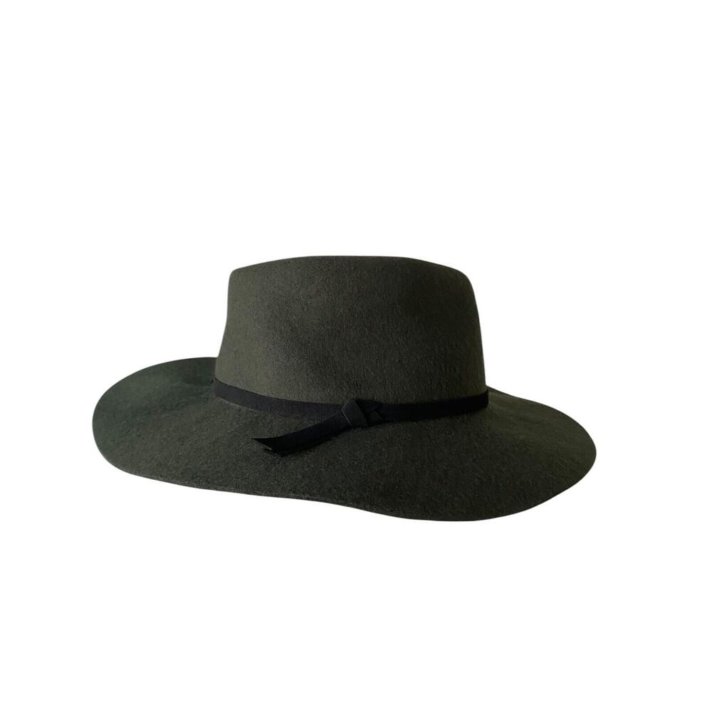 Lucky Brand Womens Wide Brim Wool Hat Forest Green Ranger